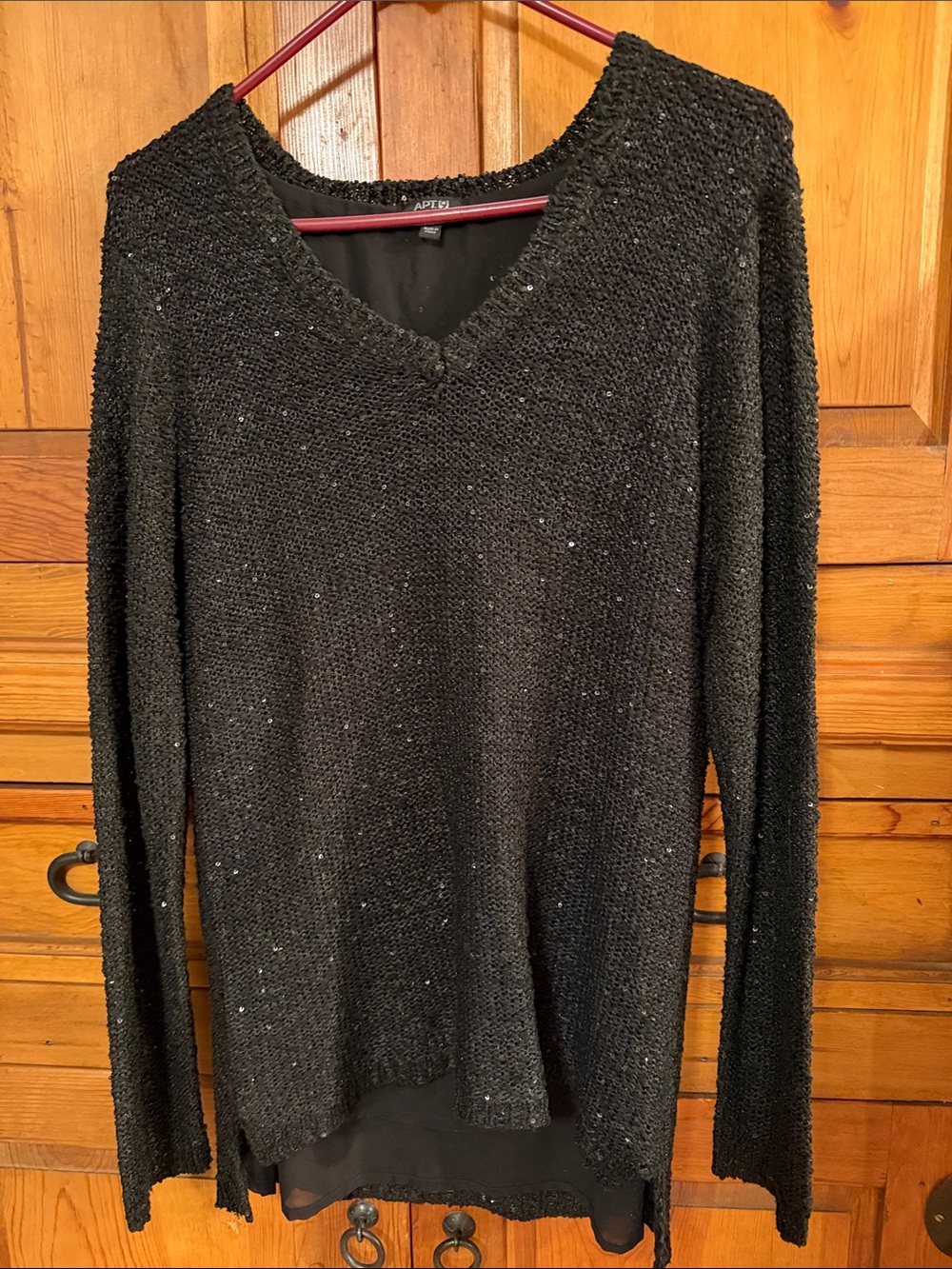 Apt. 9 Black V-Neck Sequin-Accent Knit Sweater